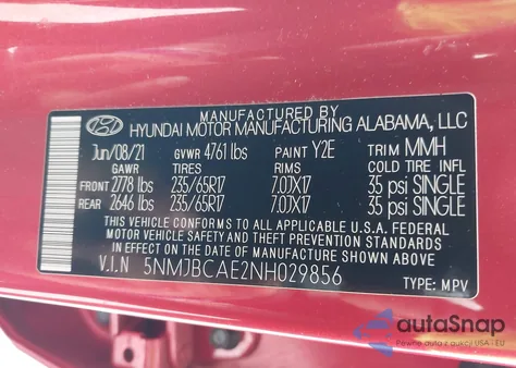 2022 Hyundai Tucson Sel z USA, uszkodzony, nr VIN 5NMJBCAE2NH029856